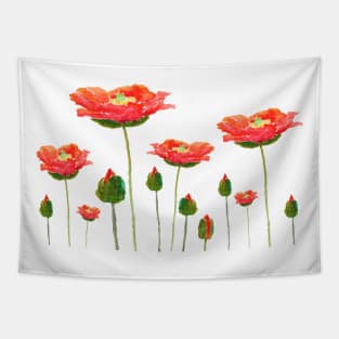 orange poppies watercolor Tapestry