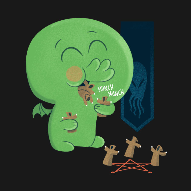 Cutethulhu Likes To Necronomnomnom - Cute Lovecraft - T-Shirt
