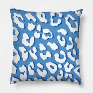 White Leopard Print Blue Pillow