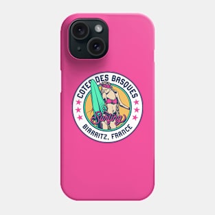 Retro Surfer Babe Badge Cotes des Basques Biarritz, France Phone Case