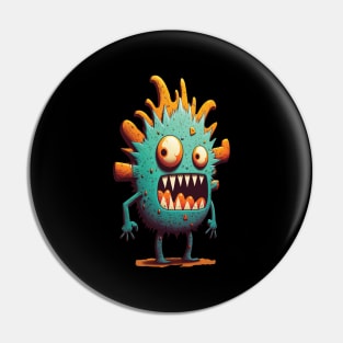 Teal and Orange Cute Monster Pin