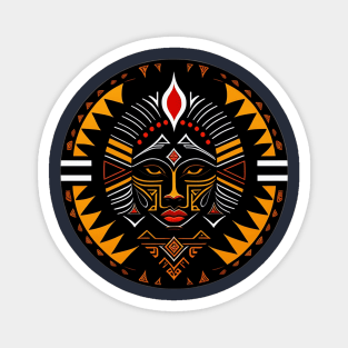 Mystic Fusion: Face in Orange and Black Circle Magnet