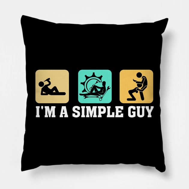 I'M A SIMPLE GUY MECHANIC Pillow by Tee-hub