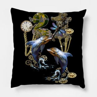 21st Steampunk Birthday girl who loves dolphins and could wear this T shirt near the ocean Pillow