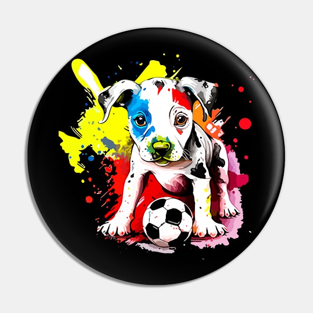 Soccer Puppy - Soccer Futball Football - Graphiti Art Graphic Paint Pin by MaystarUniverse