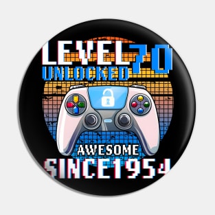 Level 70 Unlocked 70 Year Old Men Funny 70th Birthday Pin