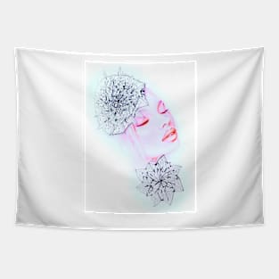 pink blue fashion illustration Tapestry