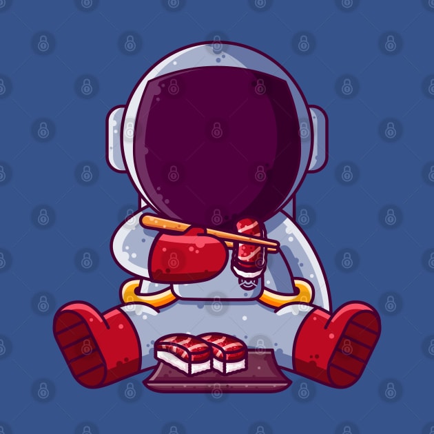 Cute Astronaut Eating Sushi Cartoon by Ardhsells