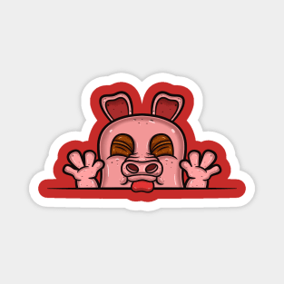 Pig Cartoon With Taunt Face Expression Magnet