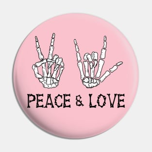 Peace and Love Skeleton Hands Pin