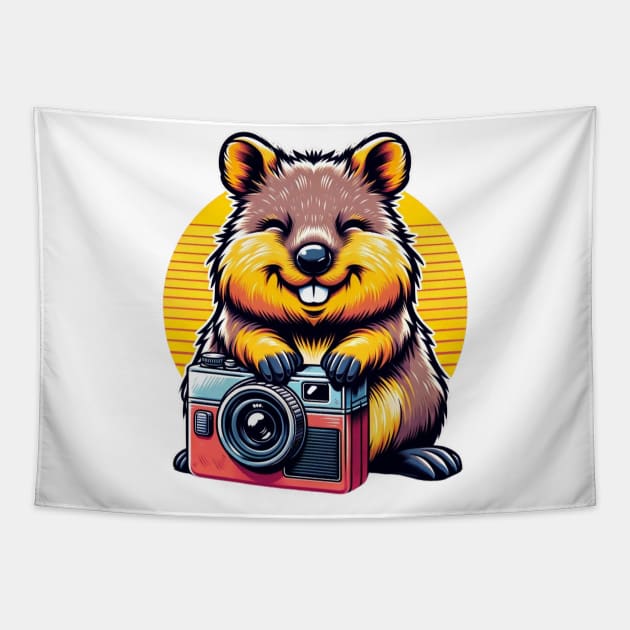 Shutterbug Bear - The Snapshot Adventurer Tapestry by vk09design