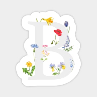 botanical monogram alphabet b wildflowers Magnet