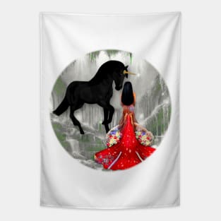 Unicorn and Mermaid Secret Meeting Tapestry