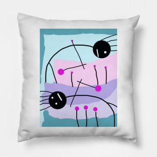 Kids Bending with Flowers Stick Figure Pillow