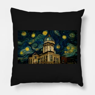 County courthouse like starry night Pillow