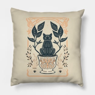 Cat, Plants and Starry Night Pillow