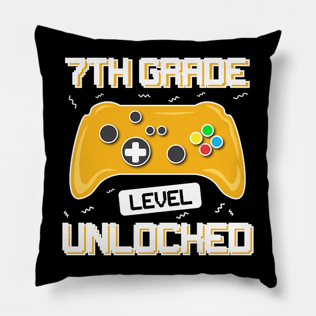 7th Grade Level Unlocked Back to School Pillow by busines_night