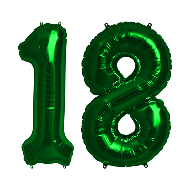 Bright Green 18th Birthday Metallic Helium Balloons Numbers - 18th ...
