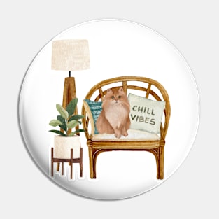 Cute Cat Chill Vibes Pin