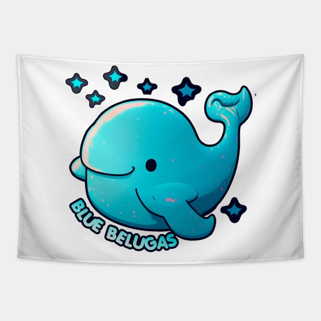 Blue Belugas Tapestry by 3coo