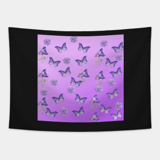 Purple Butterfly and Flower Pattern Tapestry