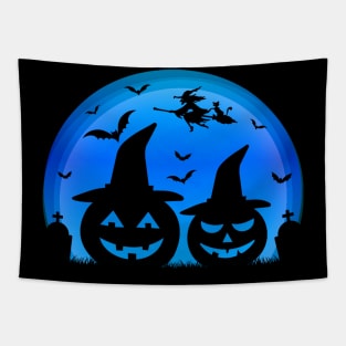 Spooky Moon Halloween Witch Monster Ghost Pumpkin 19 Tapestry