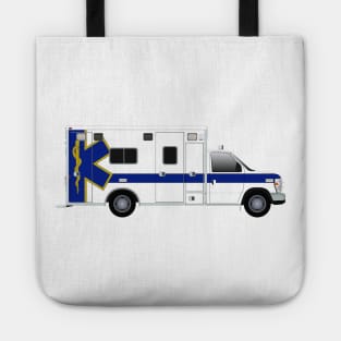 White Life Line Ambulance with Blue Star and Stripe Tote