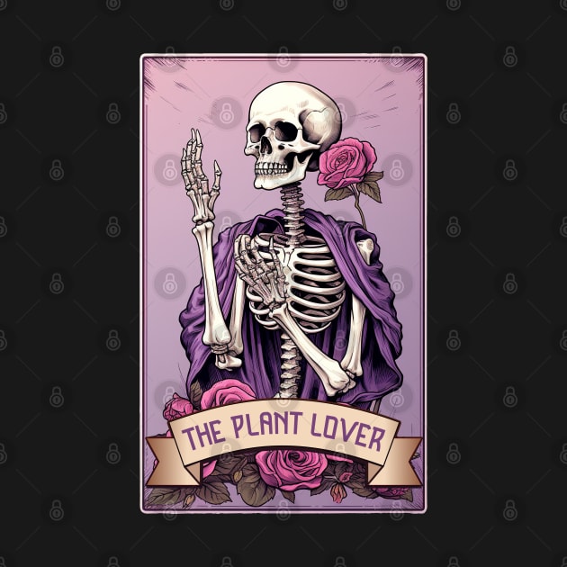 Halloween Plant Lover Skeleton Tarot Card by DanielLiamGill