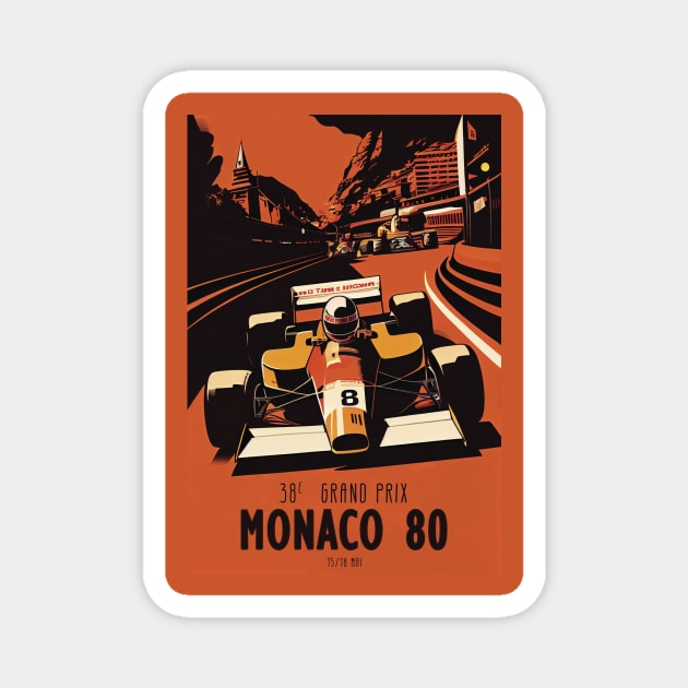 1980 Monaco Grand Prix Travel Poster Magnet by GreenMary Design