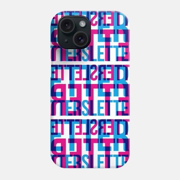 Letters Typography Stack (Cyan Magenta Blue) Phone Case by John Uttley