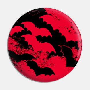 Black Bats In Flight Red Pin