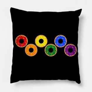 Rainbow Donut Rings Pillow