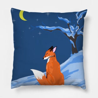 Winter Night Fox Pillow