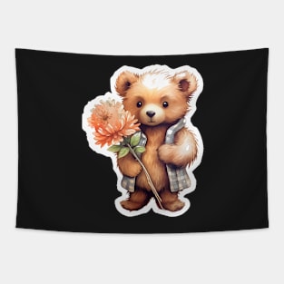 Bear with Flower Tapestry