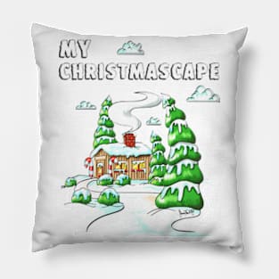 Christmas Log Cabin Winter Scene Gift V2 Pillow