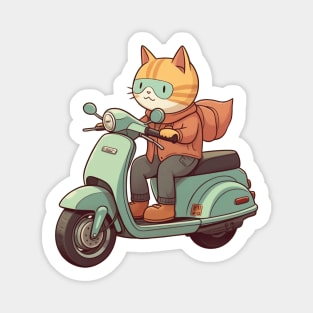 Kawaii cat riding scooter Magnet