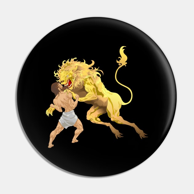 Hercules fighting the Nemean lion Pin by Ben Foumen