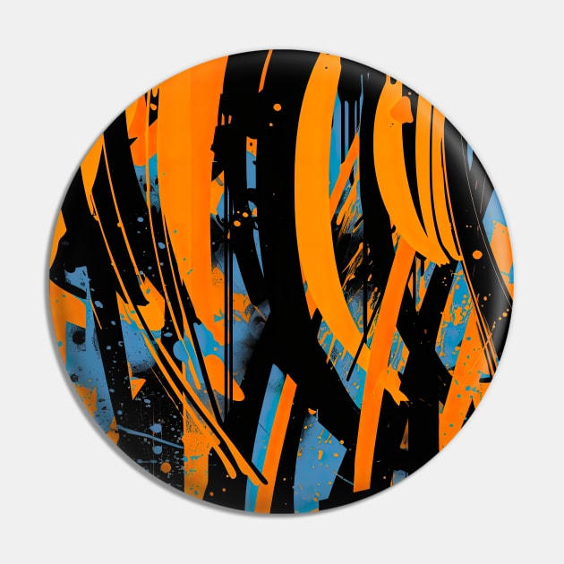 Urban Blaze: The Black & Orange Graffiti Inferno Pin by LaCris76