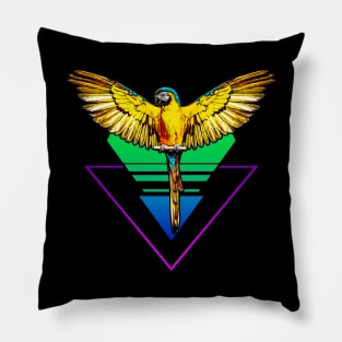 80s Retro Macaw Parrot Pillow