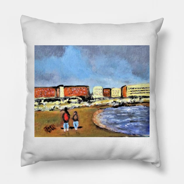 Mergellina Beach Walk Pillow by cjkell