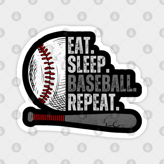 Eat Sleep Baseball Repeat Funny Baseball Player Magnet by MetAliStor ⭐⭐⭐⭐⭐