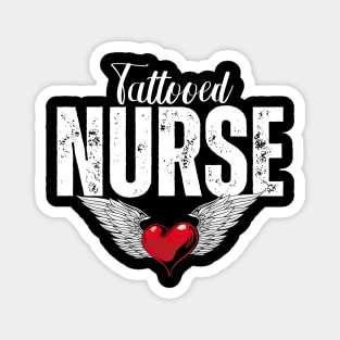 Tattooed Nurse Wings & Heart Magnet