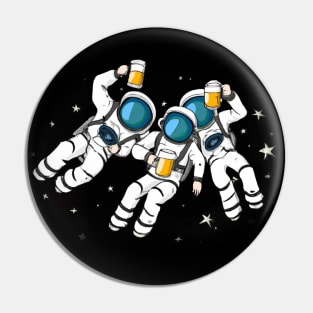 Astronaut Drink Beer In Space Pin