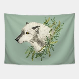 Plant Loving Wolf Tapestry
