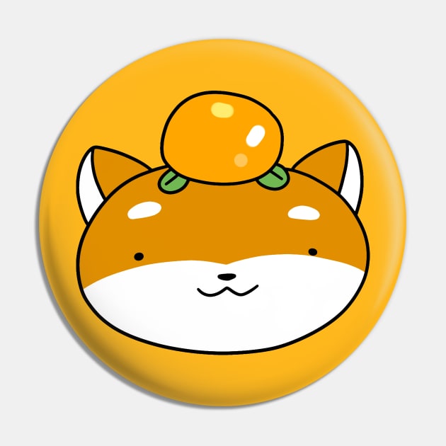 Orange Fruit Shiba Face Pin by saradaboru