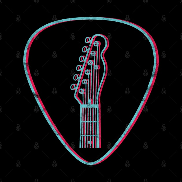 3D T-Style Guitar Headstock Guitar Pick Dark Theme by nightsworthy