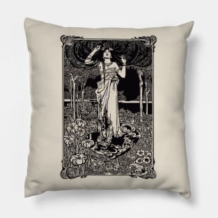 Art Nouveau Lady (black/cream) Pillow