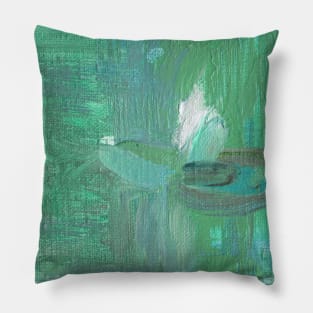 Abstract Oil Painting 3c1 Seafoam Pistachio Moss Pillow