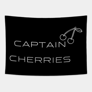 Captain Cherries Typography White Design Tapestry