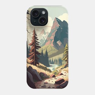 Hiking in Forest Minimal Design, Adventure Mountain Phone Case